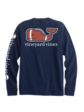 Vineyard Vines Boys Navy Long Sleeve Whale Tee - Size Large (16) - NWT